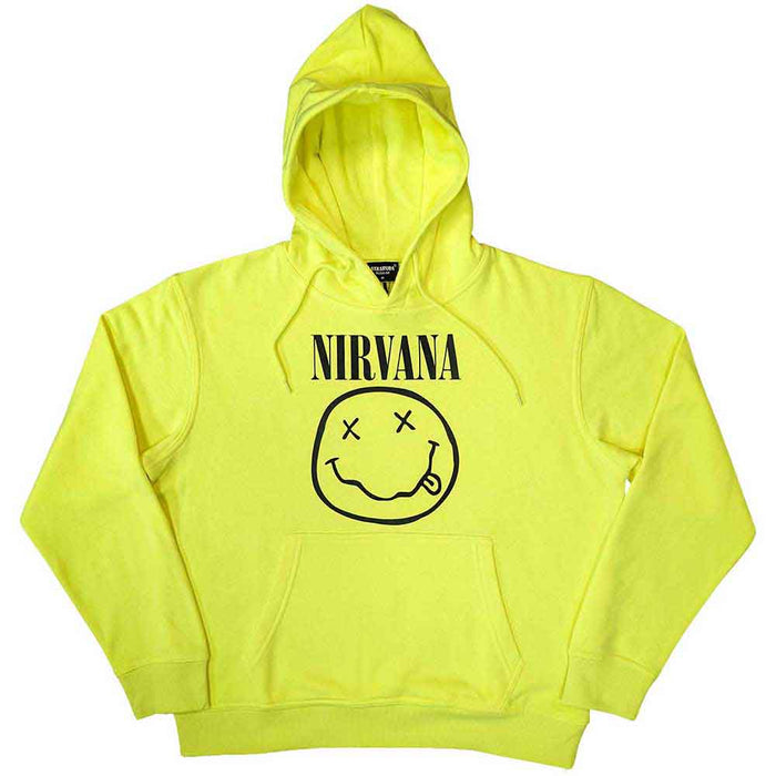 Nirvana Inverse Happy Face Neon Yellow Large Hoodie