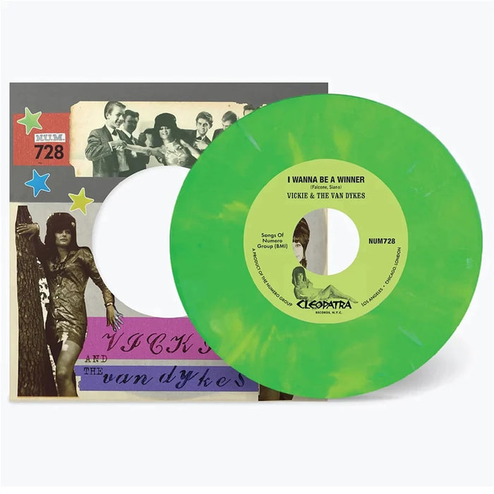 Vickie & The Van Dykes I Wanna Be a Winner / Outcast 7" Vinyl Single Green & White Marble Colour 2023