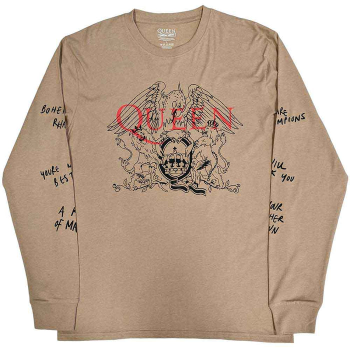 Queen Handwritten Sand Colour Small Long Sleeve Unisex T-Shirt