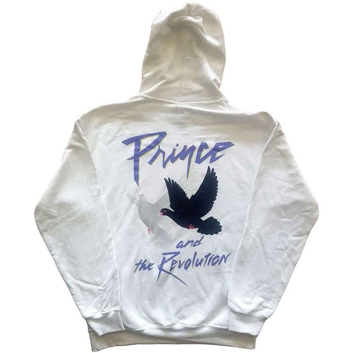 Prince Faces & Doves White Medium Hoodie