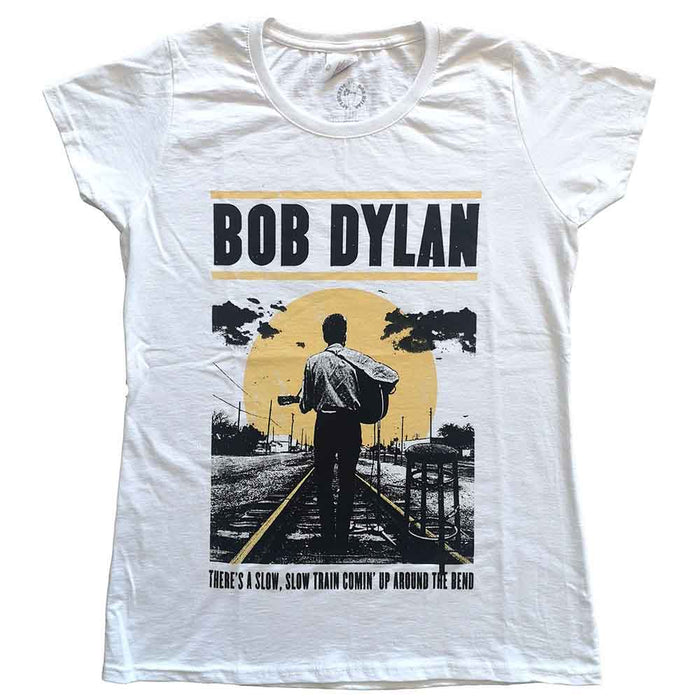 Bob Dylan Slow Train White Ladies Large T-Shirt