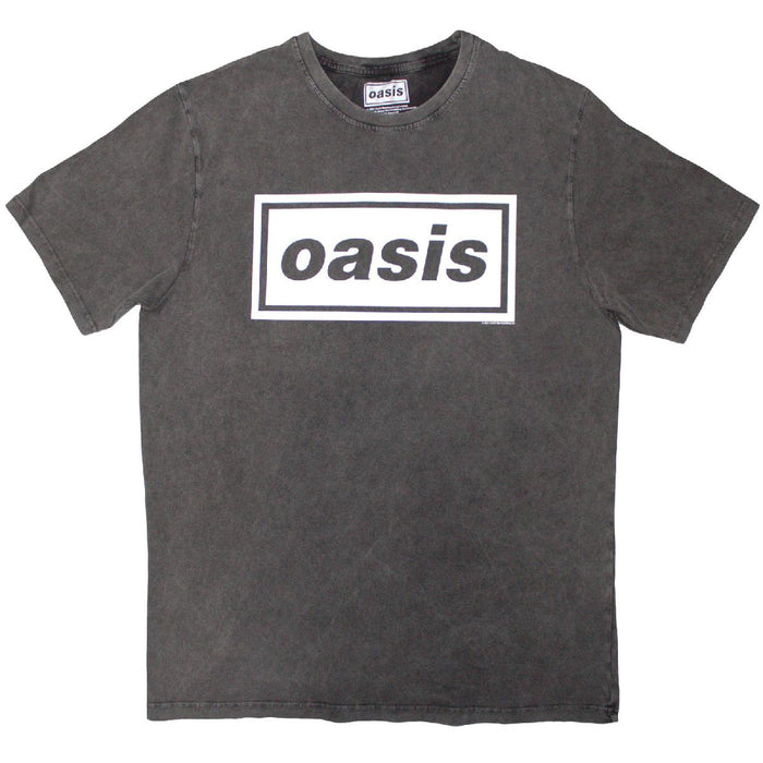 Oasis Decca Logo Stone Washed Charcoal Grey Small T-Shirt