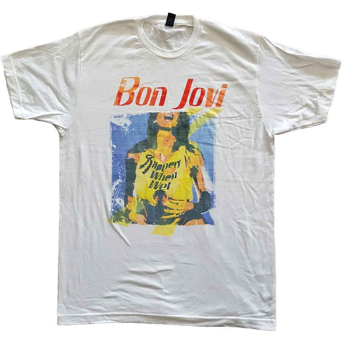 Bon Jovi Slippery When Wet Original Cover White Medium T-Shirt