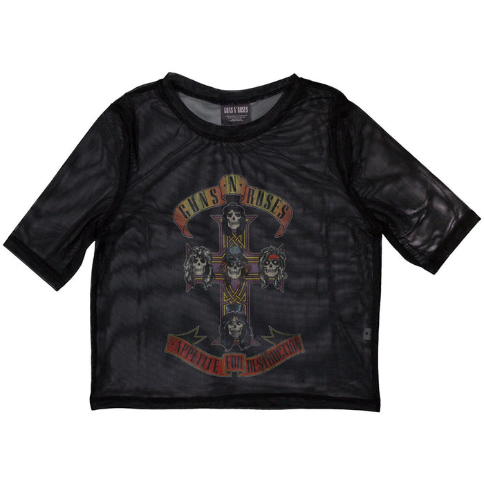 Guns N Roses Appetite For Destruction Black X-Small Mesh Crop Top