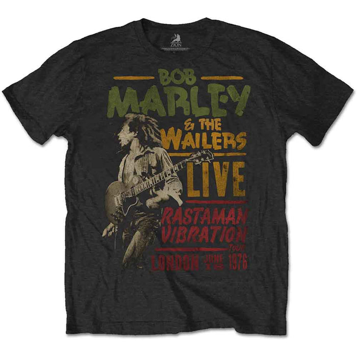 Bob Marley Rastaman Vibration Tour 1976 Black Large T-Shirt