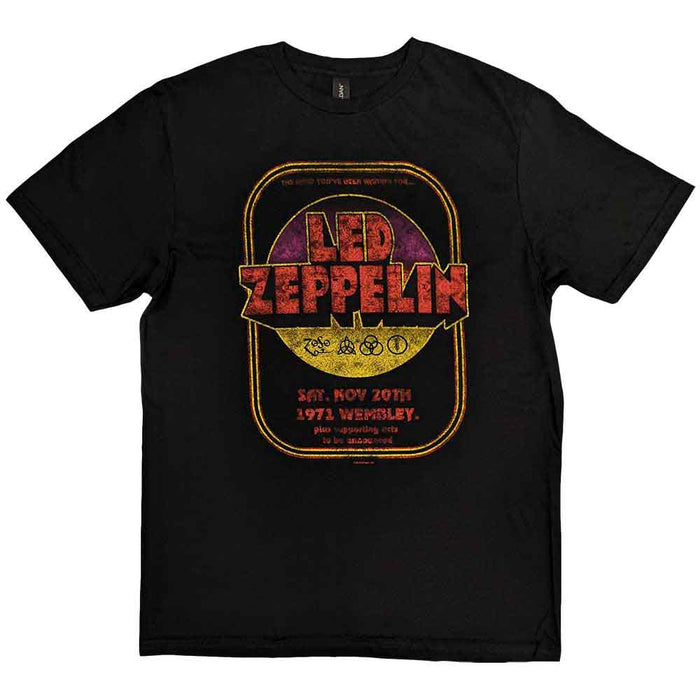 Led Zeppelin 1971 Wembley Black Large Unisex T-Shirt