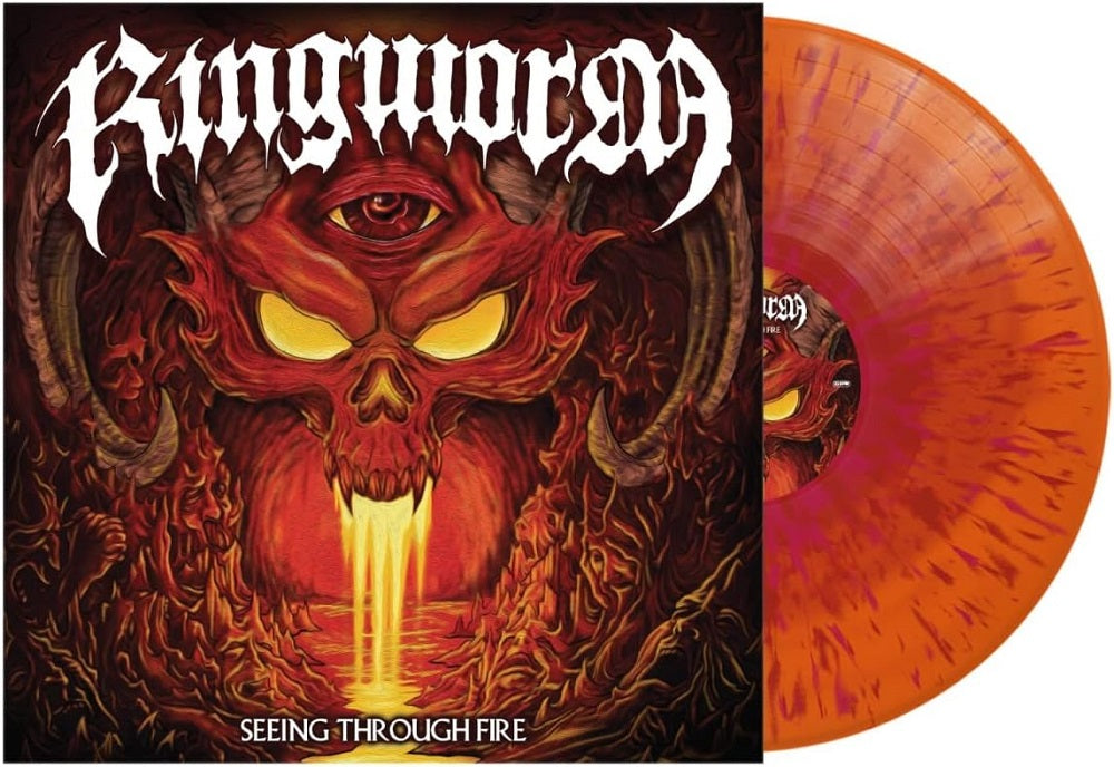 Ringworm Seeing Through Fire Vinyl LP Red in Orange with Magenta Splatter Colur 2023