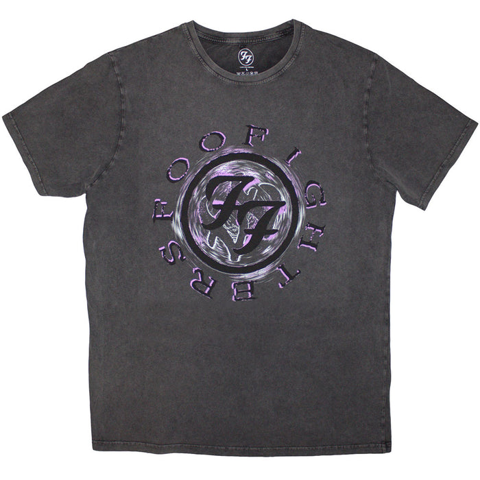 Foo Fighters Wheel Logo Shadow Stone Wash Charcoal Grey Small T-Shirt
