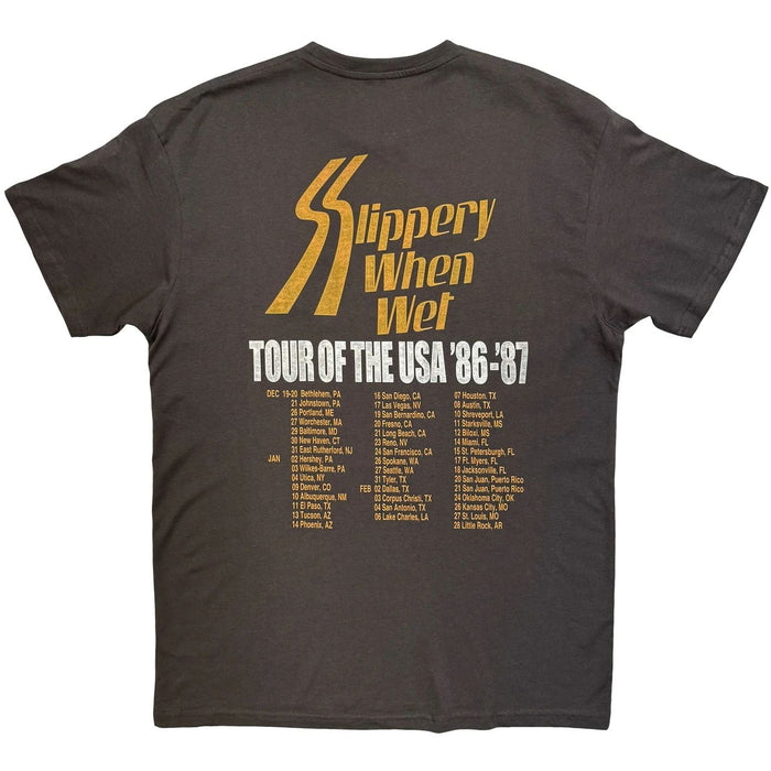 Bon Jovi Slippery When Wet Tour Tour 86-87 Charcoal Grey Large T-Shirt