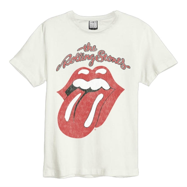 Rolling Stones Vintage Tongue Amplified White Small Unisex T-Shirt