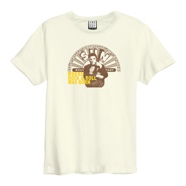 Sun Records & Elvis Presley Rock & Roll Amplified White Medium Unisex T-Shirt