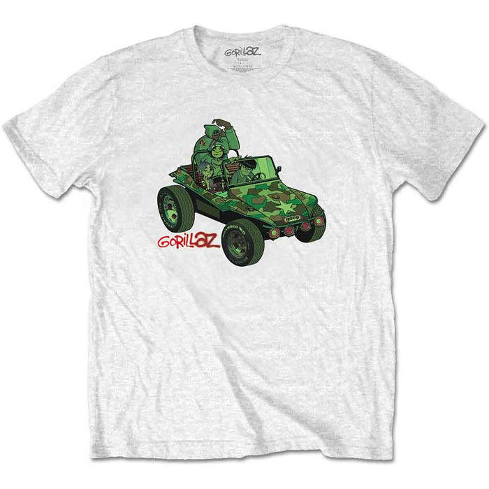 Gorillaz Green Jeep White Medium T-Shirt