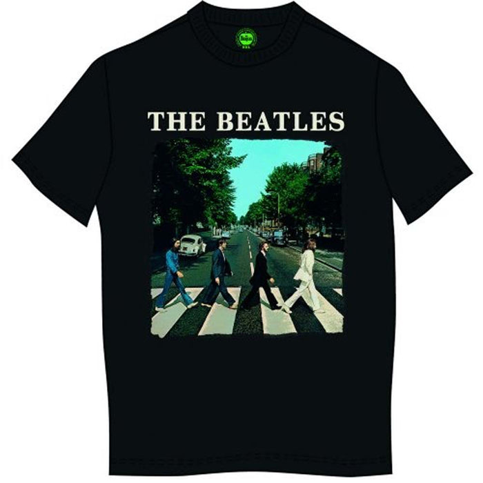 BEATLES ABBEY ROAD & LOGO T-SHIRT XL MENS NEW OFFICIAL BLACK