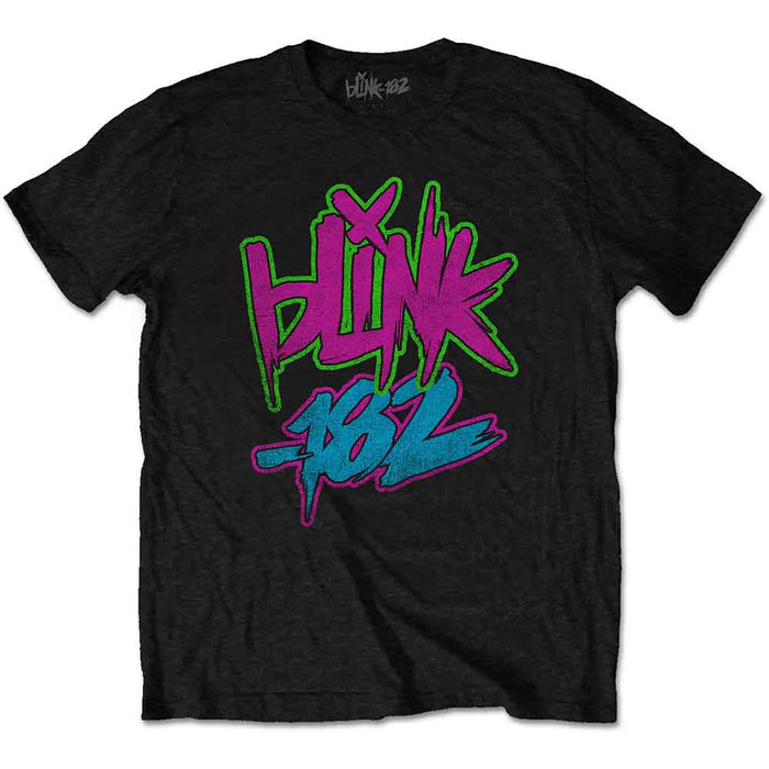 Blink 182 Neon Logo Black Large Unisex T-Shirt