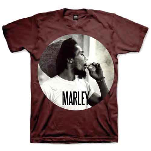 Bob Marley Smokin Circle Brown Medium Unisex T-Shirt