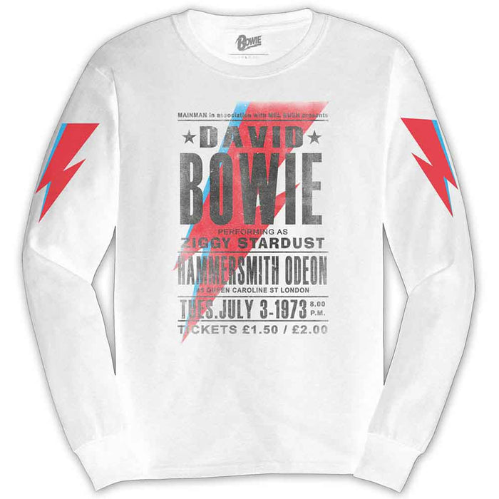 Bowie Hammersmith Odeon White X-Large Unisex Long Sleeve T-Shirt