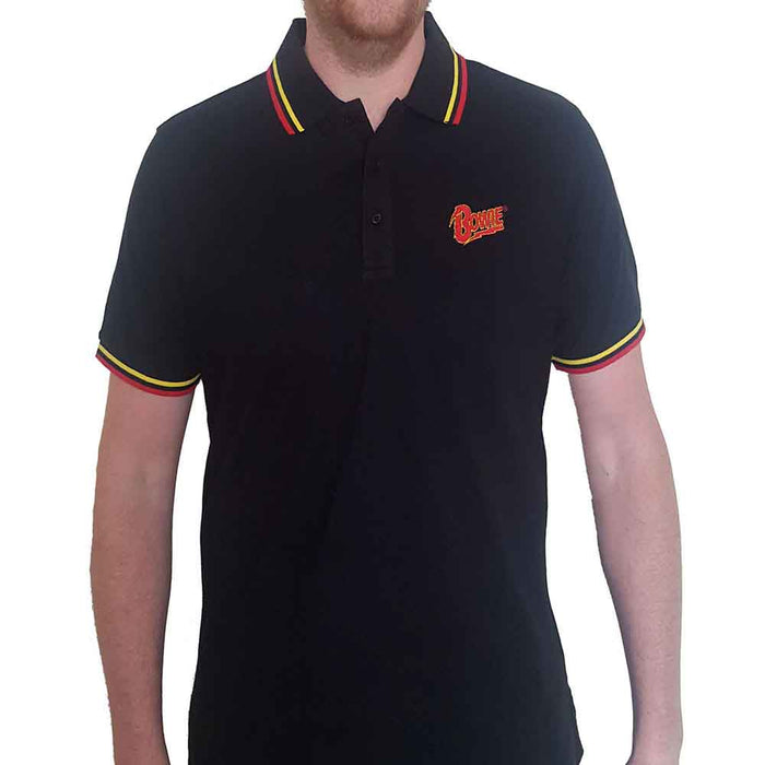 David Bowie Flash Logo Black X-Large Unisex Polo Shirt