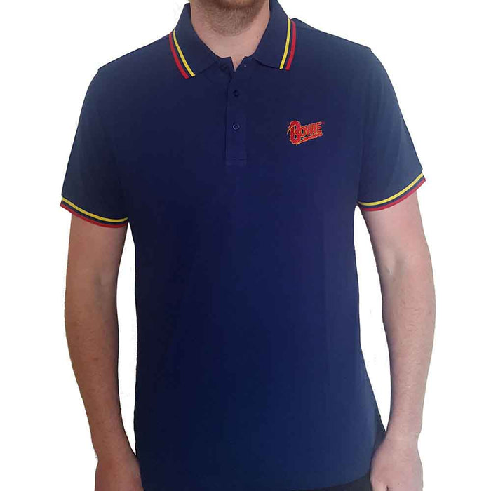 David Bowie Flash Logo Navy Medium Unisex Polo Shirt