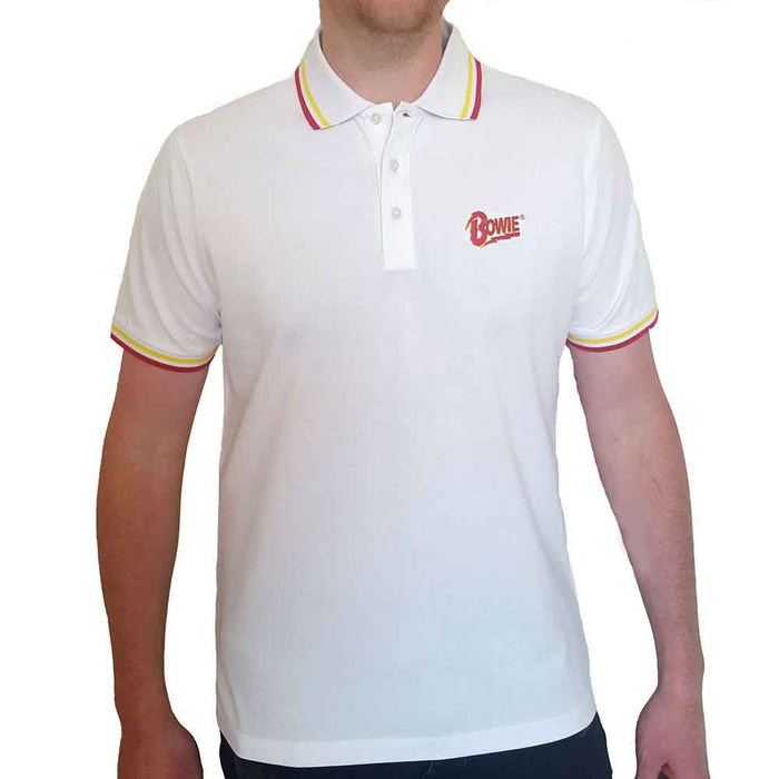 David Bowie Flash Logo White Small Unisex Polo Shirt