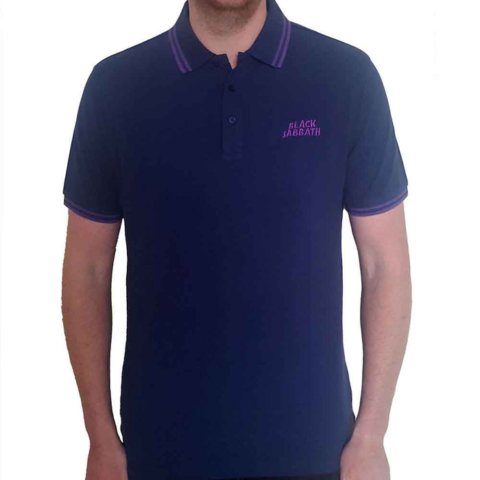 Black Sabbath Wavy Logo Navy Medium Unisex Polo Shirt