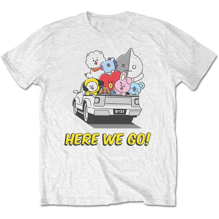 BT21 Here We Go White Large Unisex T-Shirt