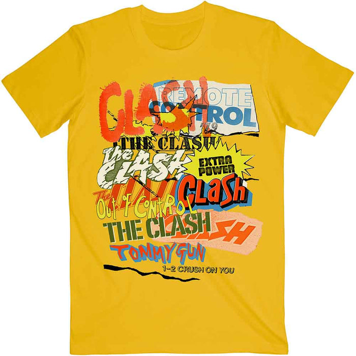 The Clash Singles Collage Text Yellow Medium Unisex T-Shirt