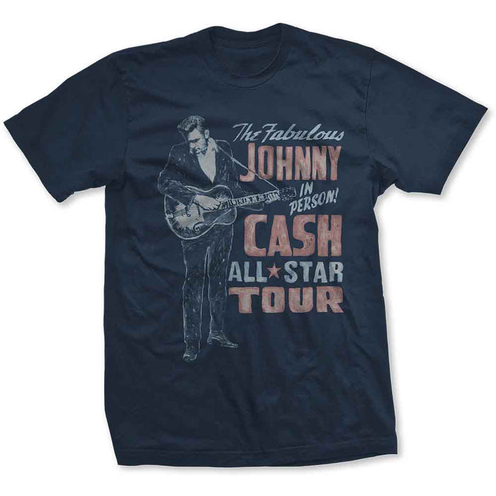 Johnny Cash All Star Tour Navy X-Large Unisex T-Shirt