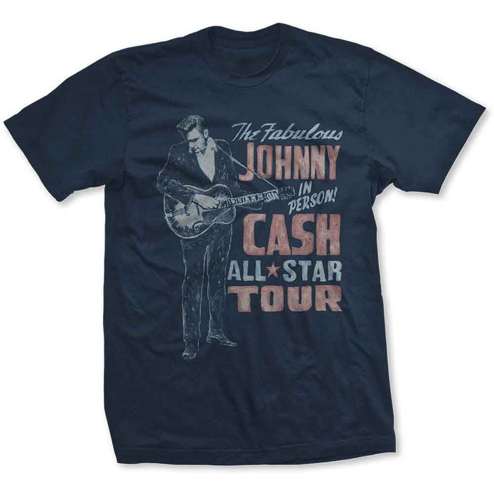 Johnny Cash All Star Tour Navy Medium Unisex T-Shirt