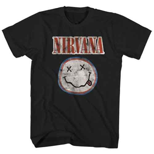 Nirvana Distressed Logo Black X-Large Unisex T-Shirt