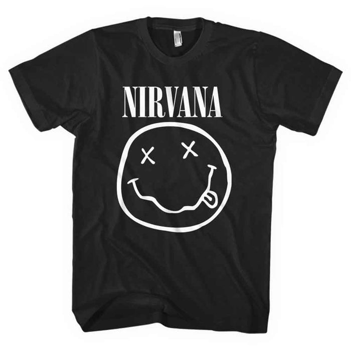 Nirvana White Smiley Black Small Unisex T-Shirt