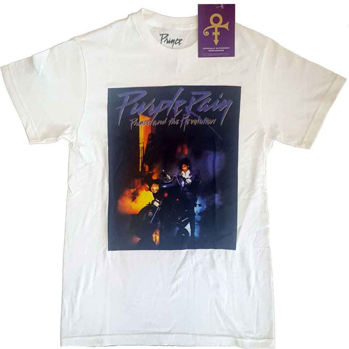 Prince Purple Rain Square White Large Unisex T-Shirt