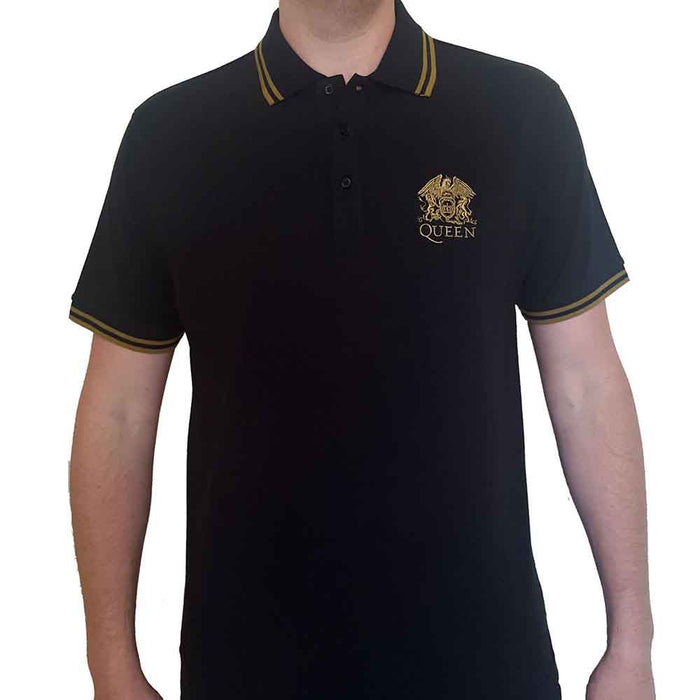 Queen Crest Logo Black Large Unisex Polo