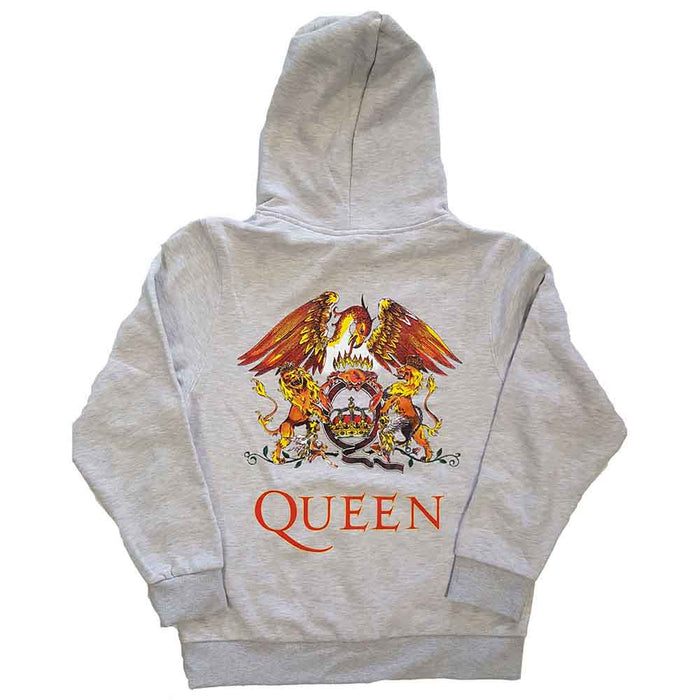 Queen Classic Crest Back Print Ash Grey XXXL Unisex Zip Hoodie