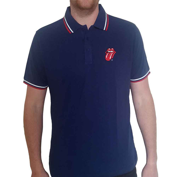 Rolling Stones Classic Tongue Navy Large Unisex Polo