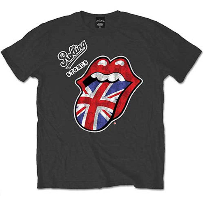 ROLLING STONES VINTAGE BRITISH TONGUE T-SHIRT LARGE MENS NEW OFFICIAL CHARCOAL