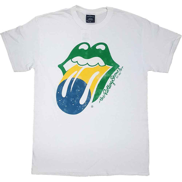 Rolling Stones Brazil Tongue White X-Large Unisex T-Shirt