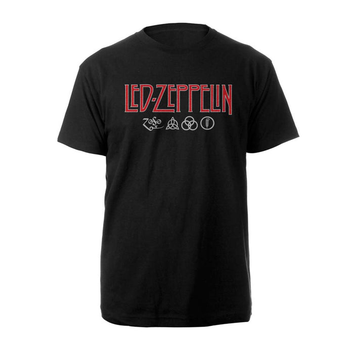 Led Zeppelin Logo & Symbols T-Shirt Black XL Mens New