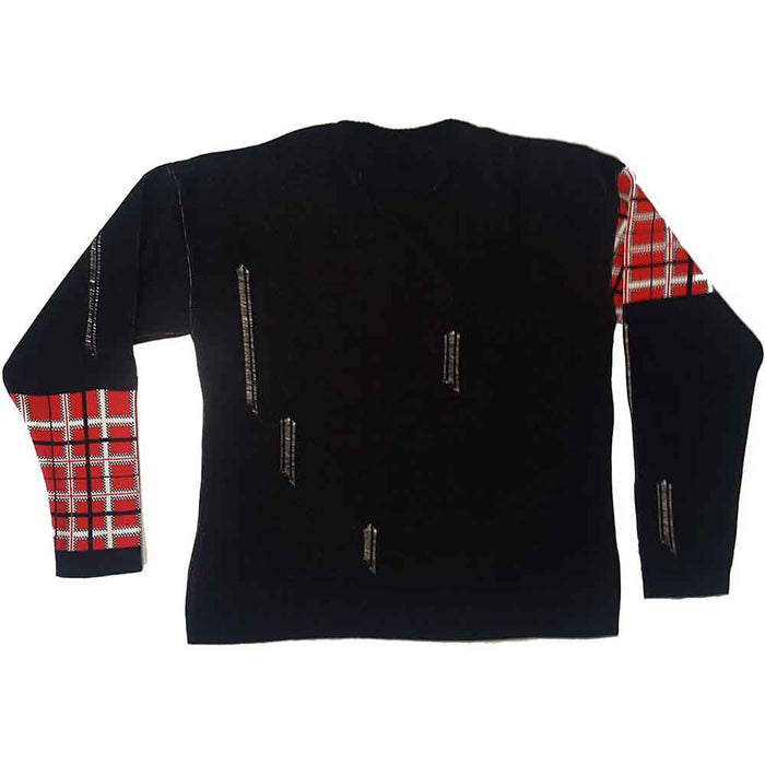 Sex Pistols Distressed Tartan Logo Black Large Unisex Sweatshirt