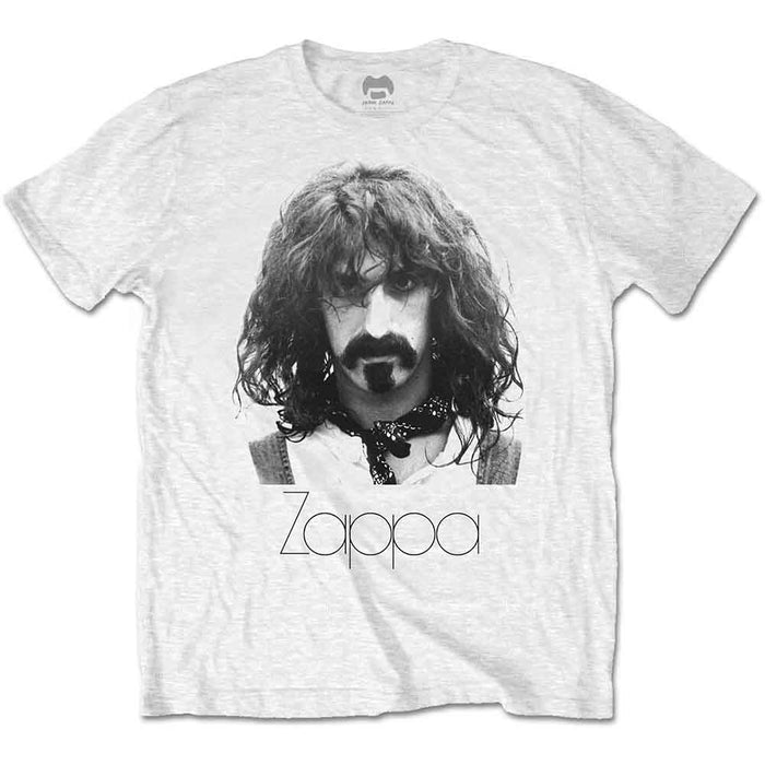 Frank Zappa Thin Logo Portrait White Small Unisex T-Shirt