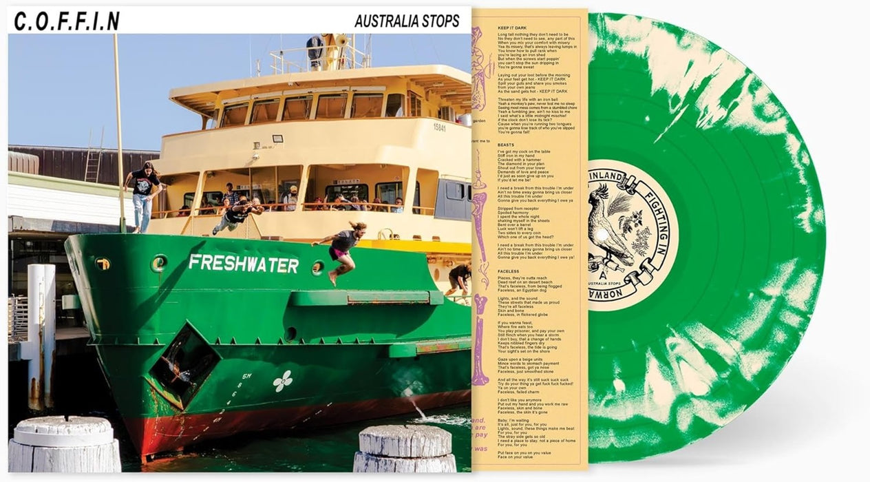 C.O.F.F.I.N Australia Stops Vinyl LP Green & Bone Swirl Colour 2024