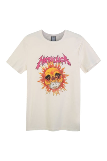 Metallica Neon Sun Amplified Vintage White Large Unisex T-Shirt