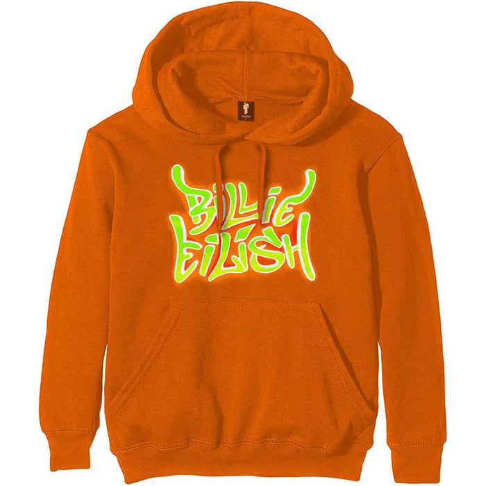 Billie Eilish Airbrush Flames Orange Small Hoodie