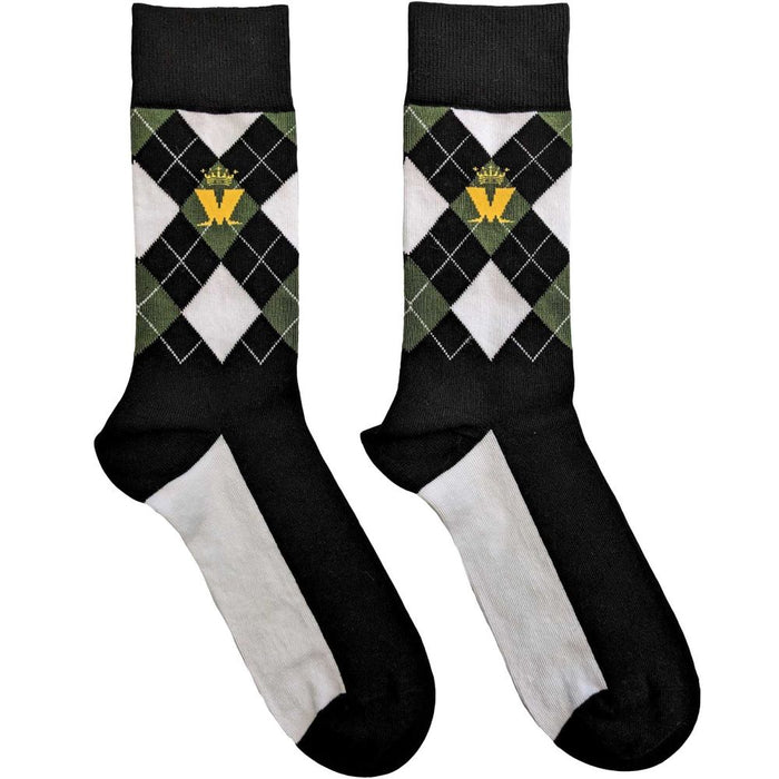 Madness Unisex Ankle Socks: Crown & M Green Diamond (Uk Size 7 - 11)