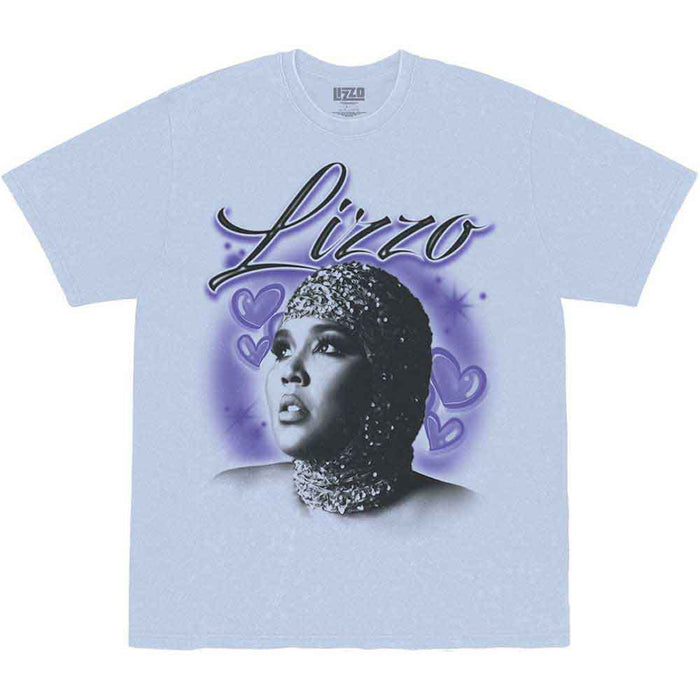 Lizzo Special Hearts Airbrush Light Blue Large T-Shirt