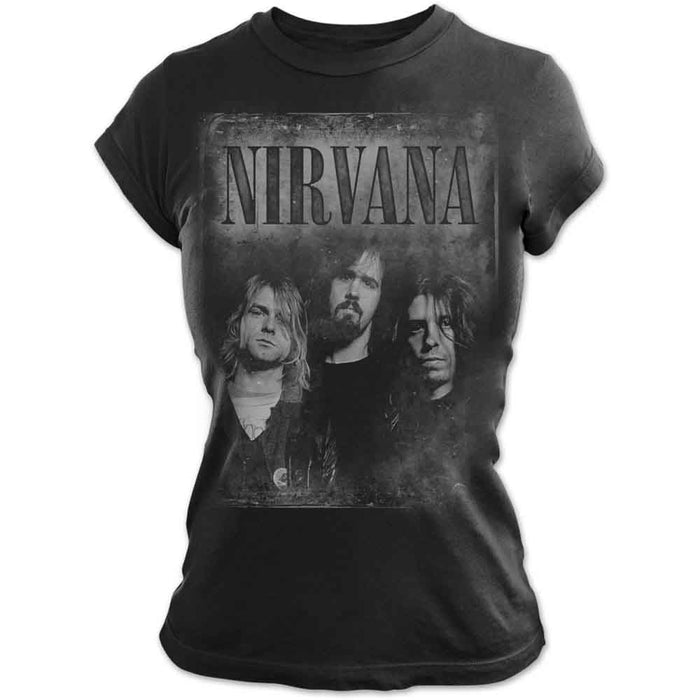 Nirvana Faded Faces Black Ladies X-Small T-Shirt