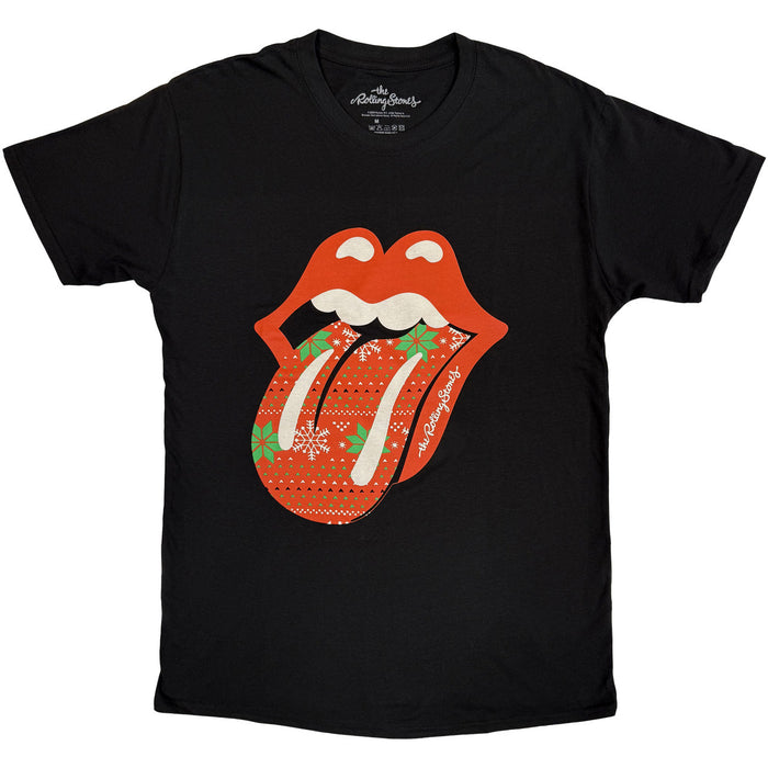 The Rolling Stones Christmas Tongue Black Medium T-Shirt