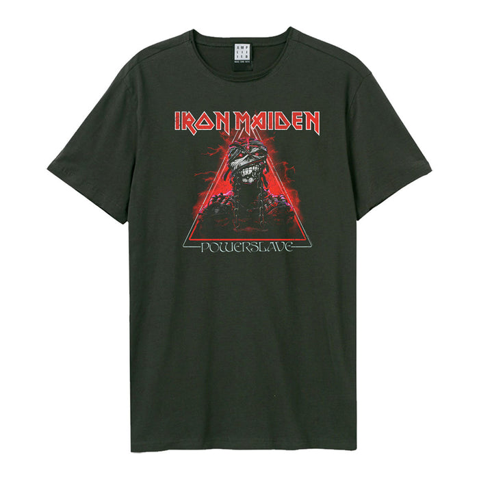 Iron Maiden Red Powerslave Amplified Vintage Charcoal Large Unisex T-Shirt