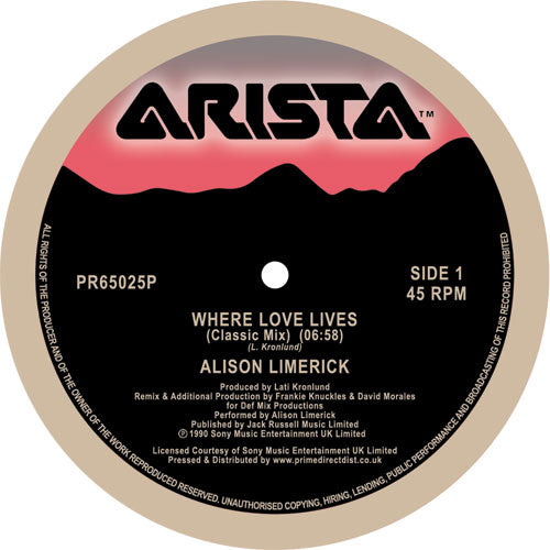 Alison Limerick - Where Love Lives 12" Vinyl Single