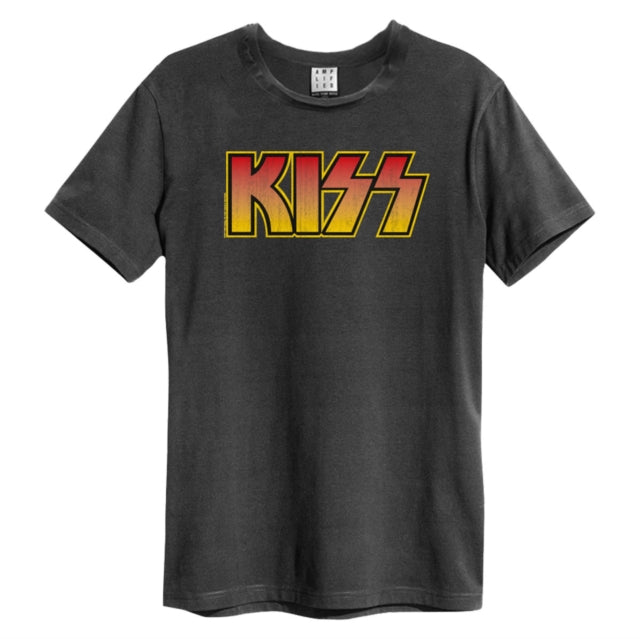 Kiss Classic Logo Distressed Amplified Charcoal MediumUnisex T-Shirt