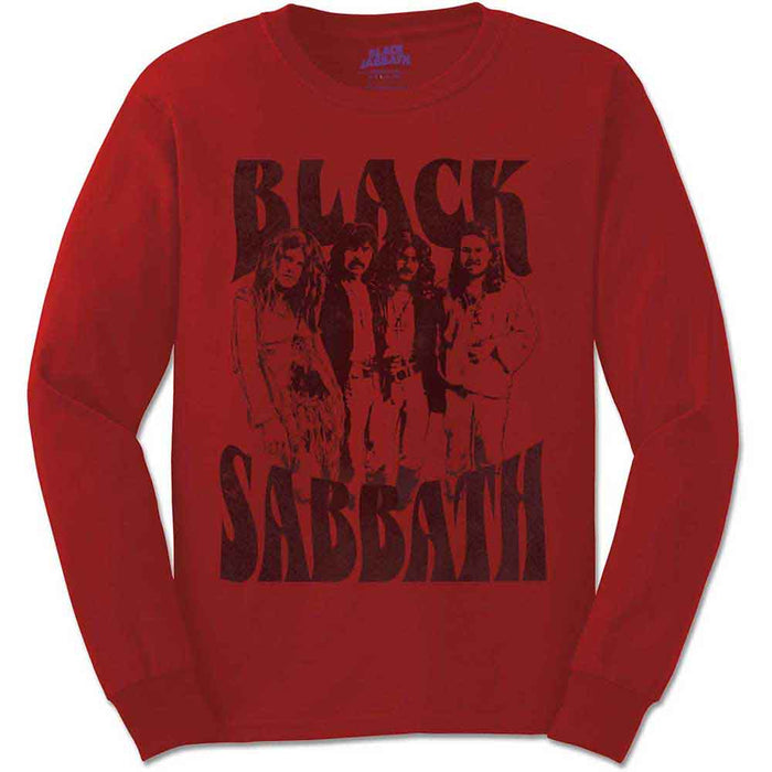 Black Sabbath Band & Logo Red Long Sleeve Small T-Shirt